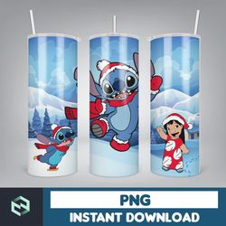 christmas stitch tumbler wrap, stitch sublimation designs, 20 oz stitch tumbler, cartoon christmas tumbler png (94)