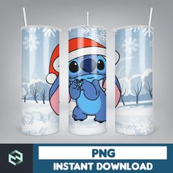 christmas stitch tumbler wrap, stitch sublimation designs, 20 oz stitch tumbler, cartoon christmas tumbler png (96)