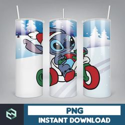 christmas stitch tumbler wrap, stitch sublimation designs, 20 oz stitch tumbler, cartoon christmas tumbler png (97)