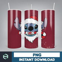 christmas stitch tumbler wrap, stitch sublimation designs, 20 oz stitch tumbler, cartoon christmas tumbler png (99)