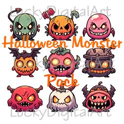 halloween monsters pack / png stickers / goodnotes png stickers / png printble / clipart