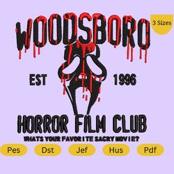 woodsboro horror film club machine embroidery design