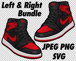 air jordan 1 banned bred sneaker art in jpeg, png, svg digital download