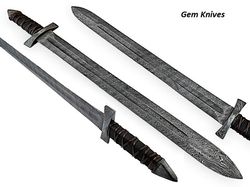hand forged damascus steel viking sword, battle ready medieval sword.