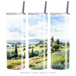 watercolor tuscany italy 20 oz skinny tumbler sublimation digital design instant download digital only 20oz tumbler wrap