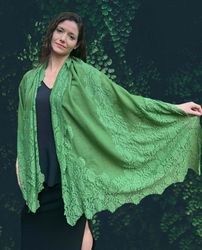 wool and silk lace scarf / wrap