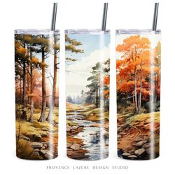 watercolor fall forest 20 oz skinny tumbler sublimation digital design instant download digital only 20 oz tumbler wrap