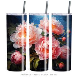 peonies modern art 20 oz skinny tumbler sublimation digital design instant download digital only 20 oz tumbler wrap png