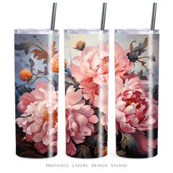 modern art peonies 20 oz skinny tumbler sublimation digital design instant download digital only 20 oz tumbler wrap png