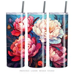 modern art peonies 20 oz skinny tumbler sublimation digital design instant download digital only 20 oz tumbler wrap png