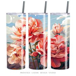 modern art peonies 20 oz skinny tumbler sublimation digital design instant download digital only 20 oz tumbler wrap png