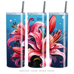 lilies modern art 20 oz skinny tumbler sublimation digital design instant download digital only 20 oz tumbler wrap png