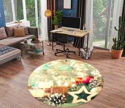 3d pineta five-pointed star 54022 christmas round rug &8211 round carpet home decor xmas