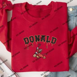 devil donald duck halloween embroidered crewneck, disney halloween embroidered sweater, halloween hoodie, spooky season