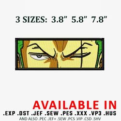 zoro boxed embroidery design, anime shirt, anime design, anime embroidery, embroidered shirt, digital download.