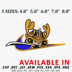 tony chopper samurai embroidery design, anime embroidery, anime shirt, anime design, embroidered shirt, digital download