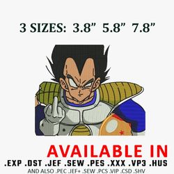 vegeta frame embroidery design, anime embroidery, anime shirt, anime design, embroidered shirt, digital download