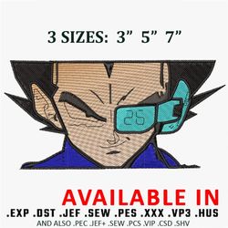 vegeta saiyan eyes embroidery design, anime embroidery, anime shirt, anime design, embroidered shirt, digital download