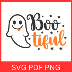 Bootiful Svg | Boy Halloween | Cute Ghost with Bow | Funny Kid Halloween| Shirt Design | Halloween Svg