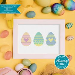 easter eggs cross stitch pattern modern xsitch holiday crossstitch chart instant download pdf