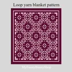 loop yarn finger knitted mosaic blanket pattern pdf download