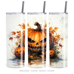 scary jack lantern halloween 20 oz skinny tumbler sublimation digital design instant download digital 20 oz tumbler wrap