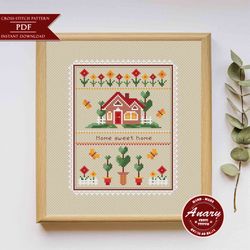 home sweet home sampler cross stitch pattern modern xsitch crossstitch chart instant download pdf