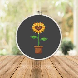 sunflower cross stitch pattern flower cross stitch design summer embroidery sunflower floral love valentines day gift