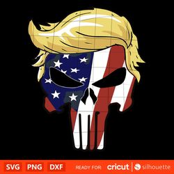 donald trump punisher skull svg, trump merica svg, silhouette vector cut file