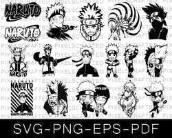 naruto svg bundle, naruto  png, anime cut file, anime clipart, naruto silhouette, anime svg bundle