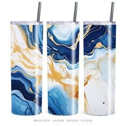 gold and blue marble ink 20 oz skinny tumbler sublimation design digital instant download png 20oz tumbler wrap digital