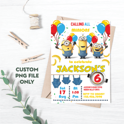 personalized file minions invitation | kids invitation | digital party invite | modern birthday printable, png file