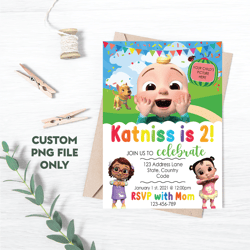 personalized kids birthday, coco birthday invitation, melon birthday, coco & watermelon, nursery rhymes, music, png file