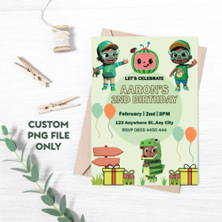 personalized file cocomelon birthday invitation boy, birthday cocomelon invitation, birthday party invitation png file