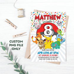 personalized file pokemon invitation | editable invitation | kids birthday invite | digital download | pokemon  png file