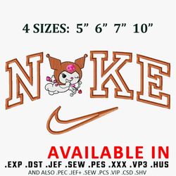 nike x kuromi embroidery design, brands design, brands shirt, brands embroidery, embroidered shirt, digital download.