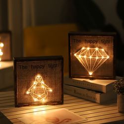 explosion style retro photo frame lamp romantic bedroom decoration