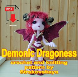 crochet pattern and knitting pattern demonic dragoness doll amigurumi digital tutorial pdf