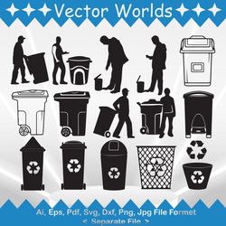 man and trash bin svg, man and trash bins svg, man, trash bin, svg, ai, pdf, eps, svg, dxf, png, vector
