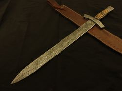 handmade damascus steel blade hunting sword with sheath battle ready sword/