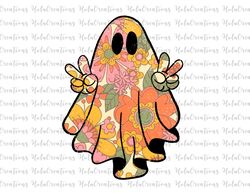 ghost flower retro png,  halloween floral png, digital download, halloween png, scary, spooky, sublimation