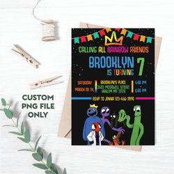 personalized file rainbow friends birthday invitation | rainbow friends invitation | rainbow friend invite | png file