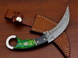 superb handmade damascus blade karambit style dagger knife,