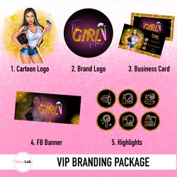 vip branding package brand logo business card design cartoon logo design flyer design animation highlight