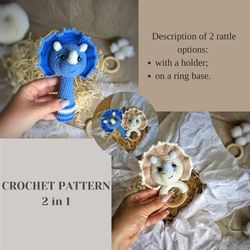 amigurumi dino rattle crochet pattern - pdf for a charming new year baby gift