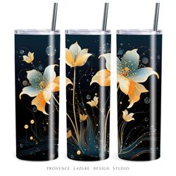 dark floral design abstract lilies 20 oz skinny tumbler sublimation digital instant download 20 oz tumbler wrap design