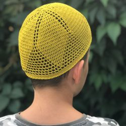 crochet cotton skull cap kufi for adults