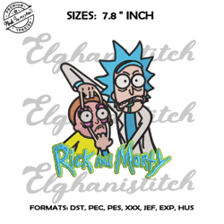 rich and morty embroidery design file / machine design pes dst . nike baryon mode embroidery