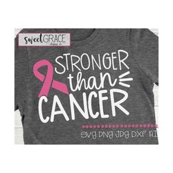cancer svg, stronger than cancer svg, pink ribbon svg, breast cancer svg, cancer survivor svg, cancer ribbon cut files