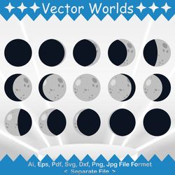 moon phases svg, moon phases' svg, moon, phases, svg, ai, pdf, eps, svg, dxf, png, vector
